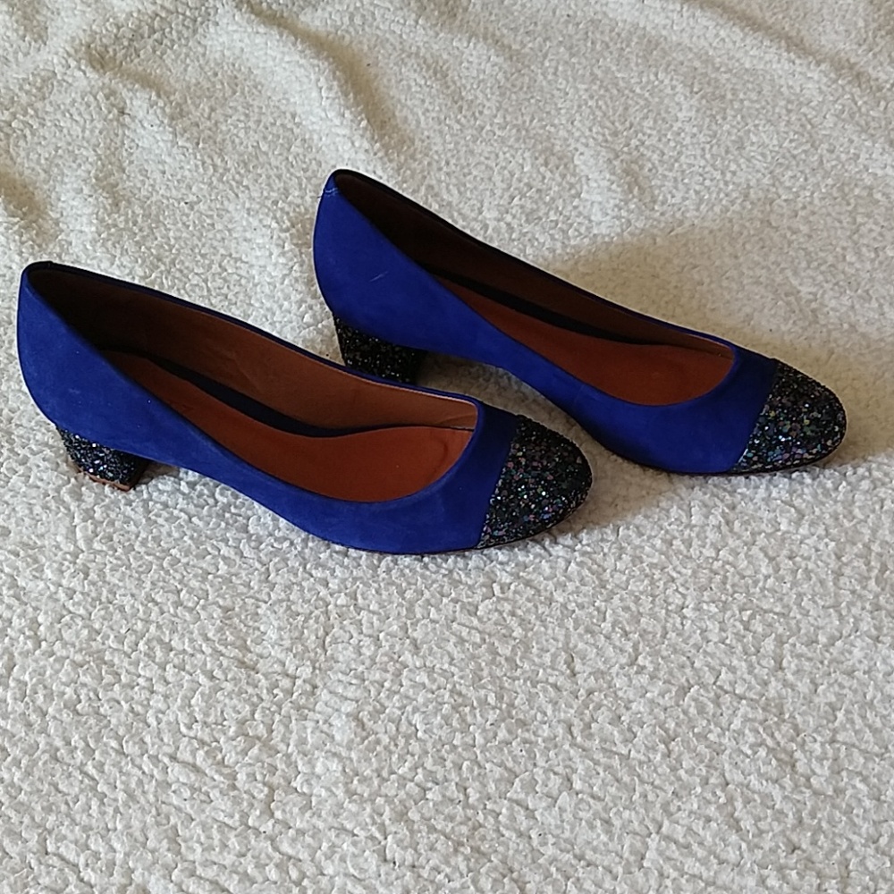 Schutz Suede Glitter Block  Pump - Picture 8 of 8